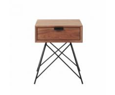 Comodino vintage in massello di noce con cassetto L 37 cm Berkley