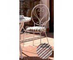 Arredo Giardino Coppia Poltrone In Ferro Battuto Cm 53x99h Con Cuscini Per Tavolo Mod. Naomi