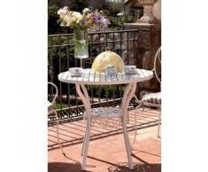 Arredo Giardino Tavolo Da Esterno Giardino In Ferro Battuto Verniciato Mod. Naomi Cm 80x75h Colore Bianco