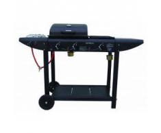 Arredo Giardino Barbecue A Gas Da Giardino Con Fornello Laterale E Piastra In Pietra Lavica Con Coperchio Er8206c-1