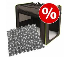 Set Trasportino First Class Basic per cani + Coperta in pile Pawty - Misura Trasportino L + Coperta L 100 x P 70 cm