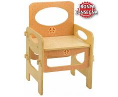 Dida Sedia Azzurro Pastello per Bambini in Legno Naturale Decorato di Dida