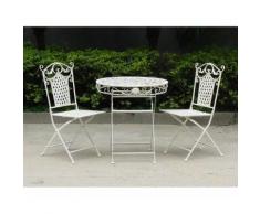 Set tavolo e due sedie in ferro bianco da giardino