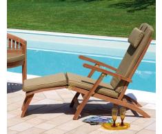 Mobili Giardino Poltrona Steamer In Teak Con Cuscino Ecru' - St506