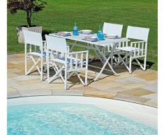 Mobili Giardino Tavolo Livorno 140x80 Pieghevole In Alluminio Sandy Bianco