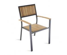 Mobili Giardino Sedia Ibiza In Alluminio Nero E Teak - Impilabile Cht52