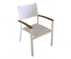 Mobili Giardino Sedia Bastia In Alluminio E Teak Color Avorio Cht80