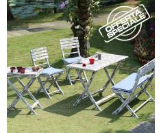 Flow Fusion Design Set Da Giardino Bianco In Legno Di Acacia