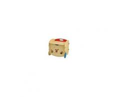 Dida Pouf Porta Giochi in Legno Naturale Decorato per Bambini di Dida