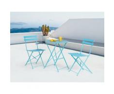 Set da balcone blu - Tavolo tondo con due sedie - FIORI