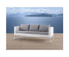 Divano giardino 3 posti in rattan bianco - Arredo giardino esterno in acciaio - CREMA