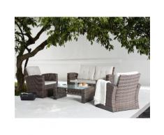 Set in rattan da giardino - Lounge da esterno con tavolo poltrona e divano in rattan - LUCA