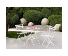 Set da balcone bianco - Tavolo tondo con due sedie - FIORI