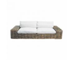 Divano color avorio in rattan e tessuto 3/4 posti St Tropez