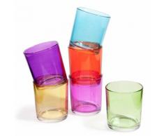 6 bicchieri da acqua multicolore in vetro GIPSY