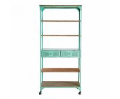Scaffale verde stile industriale a rotelle in metallo L 92 cm Brooklyn