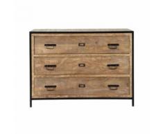 Cassettone stile industriale in massello di mango e metallo L 110 cm Manufacture