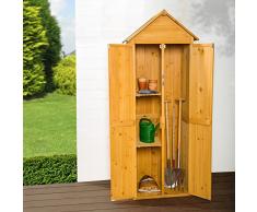 TecTake Armadio da esterno in legno casetta per gli attrezzi | tetto a punta | 69 x 60 x 211 cm