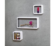 TecTake Set di mensole muro mensola libreria libri cubo pensile scaffale CD bianco nero