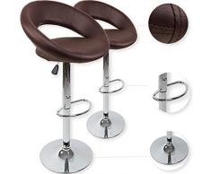 Kesser - Set di 2 sgabelli alti, per cucina o sala da pranzo, regolabili in altezza, girevoli a 360°, con schienale, seduta imbottita e poggiapiedi, 8 colori disponibili, marrone