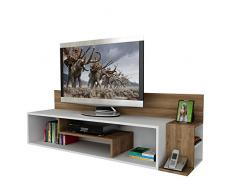 STREAM Set Soggiorno - Bianco & Noce - Mobile TV Porta con mensola in un design moderno