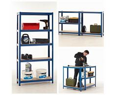 Scaffalature per carichi pesanti in acciaio per garage, 275 kg per ripiano (5 livelli 1800 mm altezza x 900 mm larghezza x 450 mm profondità)