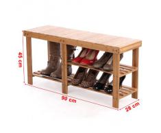 Songmics Scarpiera Porta Scarpe Scaffale Sgabello di Legno Bambù LBS06N