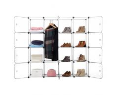Finether - Armadio Armadietto Guardaroba Scaffale Scarpiera a cubo, Bianco (16 Cubi)