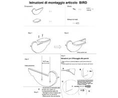 UNA MENSOLA DESIGN UCCELLINO LEGNO SALOTTO CUCINA Bianco Lucido BIRD BI