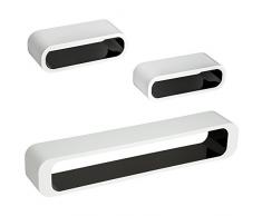 TecTake Set di mensole muro mensola libreria libri cubo pensile scaffale CD - disponibile in diversi colori - (Nero-Bianco | No. 401585)