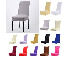 YEAH67886 Fashion sgabello della sedia da pranzo colore solido poliestere spandex Slipcover (champagne)