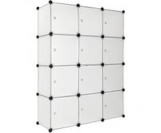 TecTake Scaffale armadietto modulare mobile scaffalatura mensola per scarpe bagno sistema di plug-in cuba - disponibile in diversi colori - (Bianco | No. 401577)