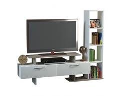 MINEL Set Soggiorno - Bianco & Avola - Mobile TV Porta con mensola in un design moderno