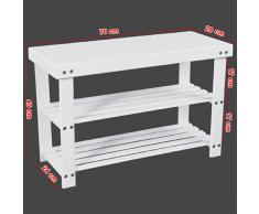 Songmics Scarpiera Porta Scarpe Scaffale Sgabello di Legno BambšŽ Bianco 70 x 28 x 45cm LBS04B