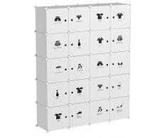 LANGRIA 20 Cubo Armadio Armadietto Guardaroba Scaffale Cubi Mobiletto Modulare con Carini Motivi Bianco