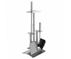 Set accessori per camino - acciaio inox opaco spazzolato, manico - acciaio Inox