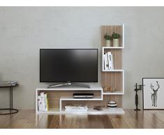 MIMOSA Set Soggiorno - Parete Attrezzata - Mobile TV Porta con mensola in moderno design (Bianco - Avola)
