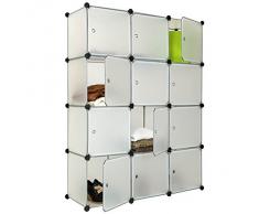TecTake Scaffale armadietto modulare mobile scaffalatura mensola per scarpe bagno sistema di plug-in cuba bianco