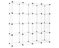 Finether Portascarpa Scarpiera Scaffale di Scarpa a cubo, Bianco (16 Cube)