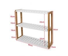 SoBuy Mensola da parete, scaffale pensile, mensola da bagno, soggiorno, cucina, mensola officio, mensola bambù,FRG28-B-N,IT (B60xT15xH54cm (naturale))