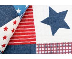 1001 Wohntraum D14 Quilt Stars 'n Stripes - Trapunta patchwork con motivo a stelle e strisce, stile shabby, 180 x 220 cm