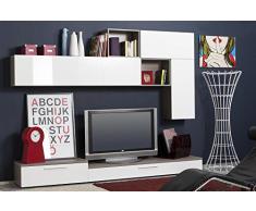 Soggiorno parete completa modulare rovere e laccato bianco SO3319 L270h200p45