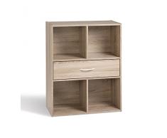 Alsapan Compo - Scaffale con 4 scomparti e 1 cassetto, in melamina, 80 x 62 x 29,5 cm finitura in rovere