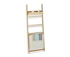Relaxdays 10020309 Scaffale Bagno per Bagno, con Cesta Porta Biancheria, 72 Litri di Capacita´, 29 X 61 X 180 cm, Marrone Chiaro