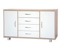 MeMi Me1404RSBF Credenza, Legno, Sonoma/Bianco Frassinato, 40 x 136 x 78.5 cm