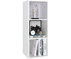 HOMFA Libreria Mobile Per Archiviazione Con Mensola in Legno, Scaffale Cubo Per Libri Bianco (3 Ripiani)