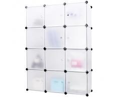 Songmics DIY Cuba Armadio Armadietto Guardaroba Scaffale Scarpiera Mobiletto da Bagno Bianco LPC34W