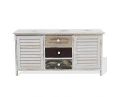 Mobili Rebecca® Panchina Credenza Mobile Bagno 3 Cassetti 2 Ante Legno Bianco Multicolor Corridoio Cucina (Cod. RE4218)