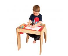 Little Helper - Tavolino scrivania singola con sedia per bambini piccoli, colore: Acero/ Rosso
