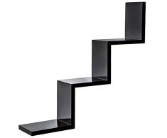 TecTake Mensola Zig Zag design muro libreria pensile scaffale legno libri - disponibile in diversi colori - (Nero | no. 401594)